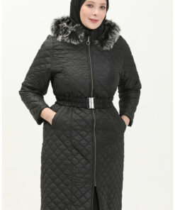 کاپشن بزرگ سایز پشمی و مشکی 5058-04 کد 1742262791