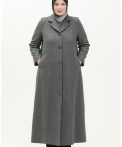 مanto کاپش بزرگ سایز با دکمههای جلو ۰۱۷۶-۰۳ خاکستری کد 1742262723