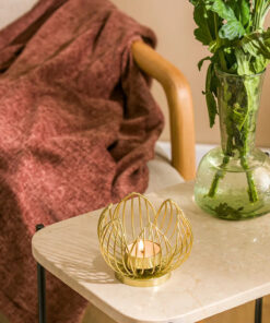 شمعدار دکوری فلزی زرد LCW با ارتفاع 9 سانتیمتر کد 1741713664