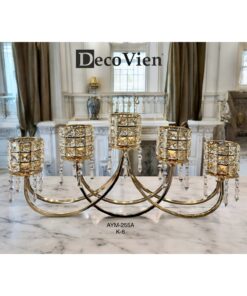 شمعدان طلایی سنگدار 5 تایی لوکس کد 1741714866