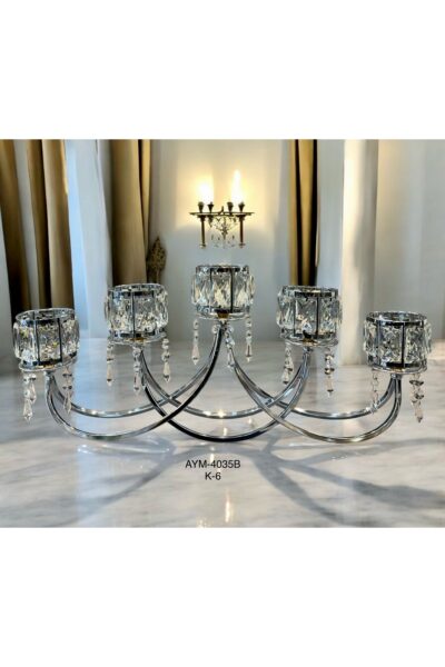 شمعدان لوکس 5 شاخه با سنگ‌های زینتی کد 1741713672