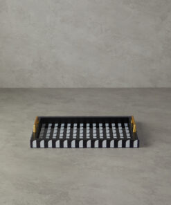 سینی تزئینی شیشه ای سفید مشکی برند English Home کد 1740970035