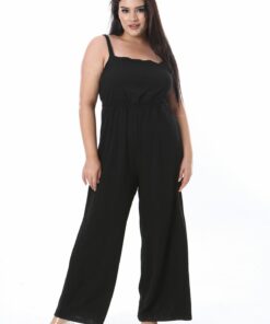 لباس زنانه سایز بزرگ، شلوار گشاد و با پارچه چیندار سیاه، با بند. مدل 65N38313 کد 1742154073