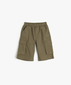 شورت کمر کشی با جیب‌های کناری از جنس پنبه کد 1741800200