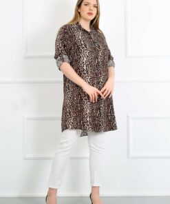 تُنیک بزرگتن زنانه با پارچه لئوپار، پنبه و ویسکوز کد 1742334187