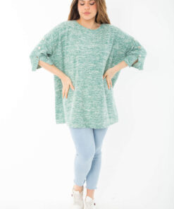 تُنیک ضخیم زنانه سبز بزرگ با دکمههای فلزی و آستینهای تزیینی کد 1742224872