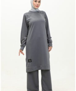 ست دو تکه شامل تونیک و شلوار، شماره 0044-16، رنگ خاکستری تیره. کد 1742355727