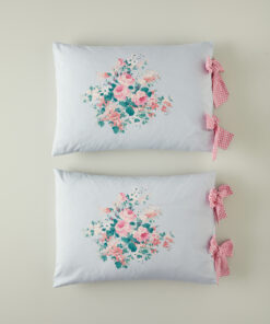 بالشت و رویه پنبه ای بند دار آبی ترکیبی رز عارف برند English Home کد 1740978491