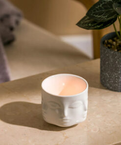 جاشمعی پورسلن با طرح صورت رنگ کرم LCW HOME - ارتفاع 7 سانتیمتر کد 1741711328