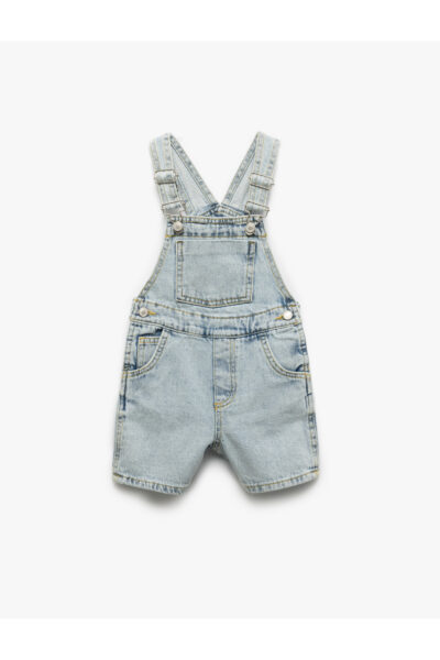 شلوارک سرهمی جین با جزئیات جیب و بند قابل تنظیم از پارچه پنبه ای کد 1741783331