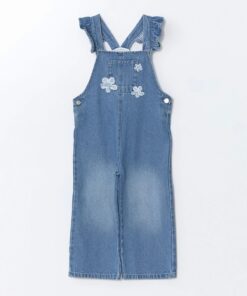 لباس جین سرهمی دخترانه با یقه کار شده از برند LCW Kids کد 1741786868