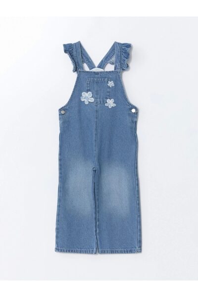 لباس جین سرهمی دخترانه با یقه کار شده از برند LCW Kids کد 1741786868