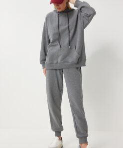 ست ورزشی زنانه با هودی، شلوار جگر و اندازه بزرگ، با پارچه آنتراسیت - مدل PYS0027 کد 1741198581