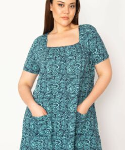 بلوز زنانه بزرگ با یقه گیرهای و جیب، رنگ سبز. کد 1742231465