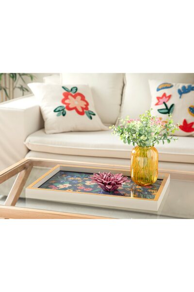 سینی تزئینی سرمه ای کلاسیک گل توپیا 31x46cm برند English Home کد 1740968648