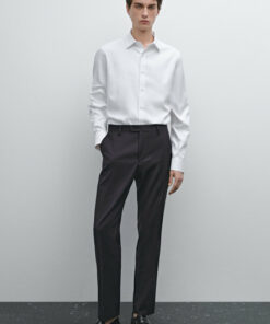 پیراهن اکسفورد نازک کتان با برش اسلیم فیت کد 1742370125