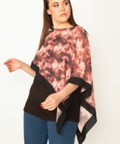 بلوز ششونه بزرگ زنانه مشکی با آستین شفاف و زیرپوش ویسکوز. کد 1742229726