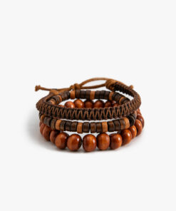 ست دستبند 3 عددی با مرواریدهای چوبی کد 1742066473