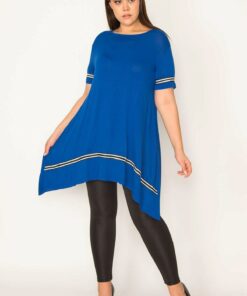 تُنیک زنانه بزرگ سایز با جزئیات راه‌راه.  کد 1742229730