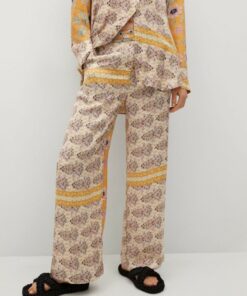 شلوار الگوی مختلط زرد تیره زنانه کد 1741635727