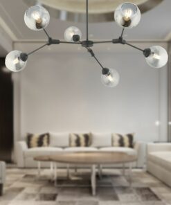 آویز 6 شعله سیاه، مدرن مناسب برای راهرو، اتاق خواب و سالن. کد 1742400132