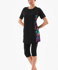 مایو نیمه بسته با طرح و رنگ سیاه و دارای نوار الاستیکی. کد 1742050390