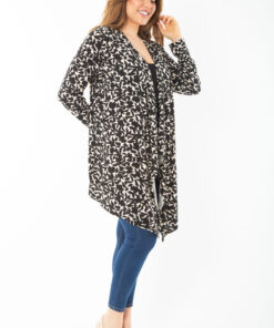 کاپشن بلند مشکی زنانه با سایز بزرگ و طرح دار 65N37429 کد 1742317985