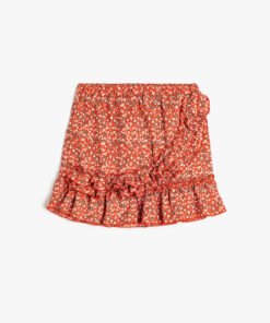 دامن مینی کراواتی با جزئیات چیندار و کمر الاستیک کد 1741811465