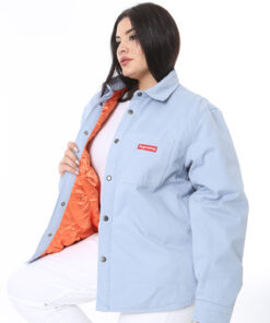 کابان بزرگ سایز زنانه آبی با آستر پتویی و دکمههای دکمهای 65N38371 کد 1742188869