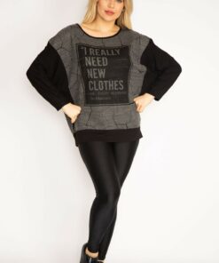 تونییک زنانه بزرگ سایز با جزئیات مشکی و دو رنگ 65n35209 کد 1742229724