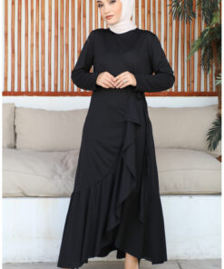 پیراهن پلیسهدار مشکی با بند کناری 1907-07 کد 1742370068