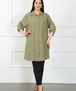 تونیک بزرگ سایز کتان نرم هاگی زنانه کد 1742334127