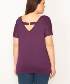 تُنیک ویسکوز زنانه بزرگ سایز با یقه باز پشتی به رنگ بنفش. کد 1742334188