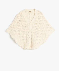 پانچوی با یقه V و جزئیات بتل با دکمه بسته شدن کد 1741863071