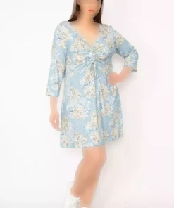 تونیک طرح‎دار چیندار سایز بزرگ آبی زنانه برند Şans کد 1742231466