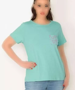 بلوز پارچه پنبه ای طرح‎دار جیبدار سایز بزرگ آبی آسمانی زنانه برند Şans کد 1742312587