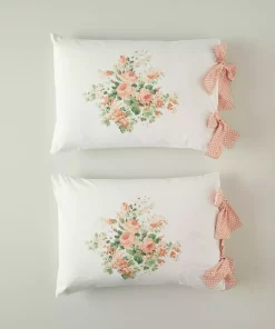 بالشت و رویه پنبه ای بند دار نارنجی ترکیبی رز عارف برند English Home کد 1741646112