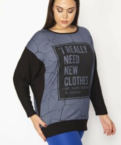 تُنیک دخترانه بزرگ سایز سیاه با آستین خفاشی کد 1742339466