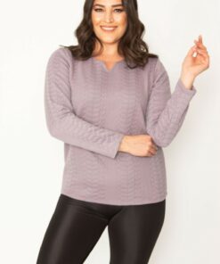 تونیك بزرگ سایز زنانه ی بنفش با جزئیات نوار عقب. کد 1742219586