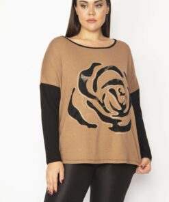 بلوز زنانه بزرگ سایز با طرح فلک و جزئیات سنگی، دو رنگی. کد 1742229664