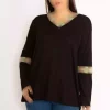 بلوز طرح توری سایز بزرگ مشکی زنانه برند Şans کد 1742308328