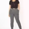 شلوار راحتی پارچه پنبه ای قابل شستشو سایز بزرگ دودی زنانه برند Şans کد 1742210469