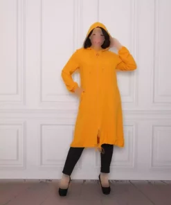 ژاکت کشباف سایز بزرگ پارچه خردلی زنانه برند By Alba Collection کد 1742323865
