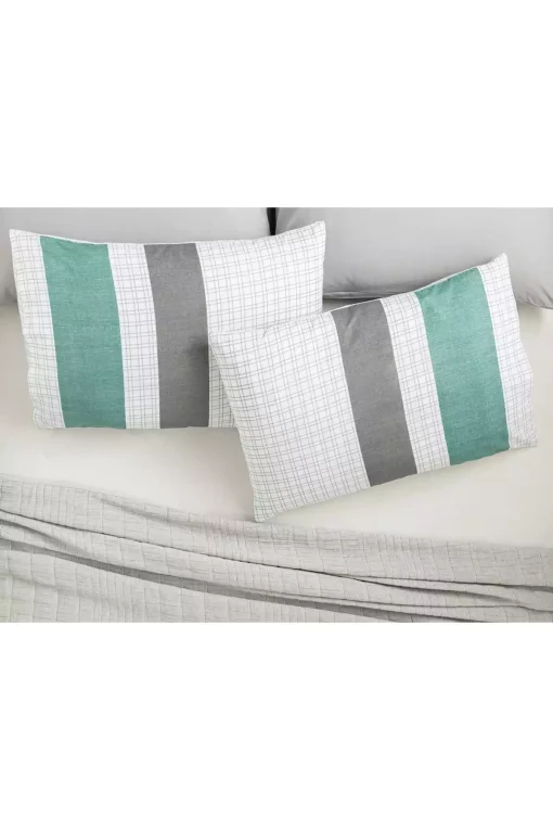 بالشت و رویه خط سبز 50x70cm قابل اتو کشی راحت برند English Home کد 1740979331