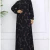 پیراهن پارچه ابریشم مصنوعی 01مشکی کشی قهوه ای سموری برند sefamerve کد 1743438132
