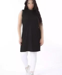 تونیک بلند بدون آستین سایز بزرگ مشکی زنانه برند Şans کد 1742229668