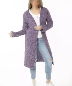 بافتنی بلند کلفت چاک دار سایز بزرگ بنفش زنانه برند Şans کد 1742195472