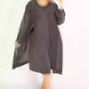 لباس مجلسی شیفون طرح توری شنل دار سایز بزرگ دودی زنانه برند Şans کد 1742215325