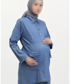 تونیک بارداری جین جیب دار آبی برند sefamerve کد 1742247729