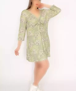 تونیک طرح‎دار چیندار سایز بزرگ سبز زنانه برند Şans کد 1742219583
